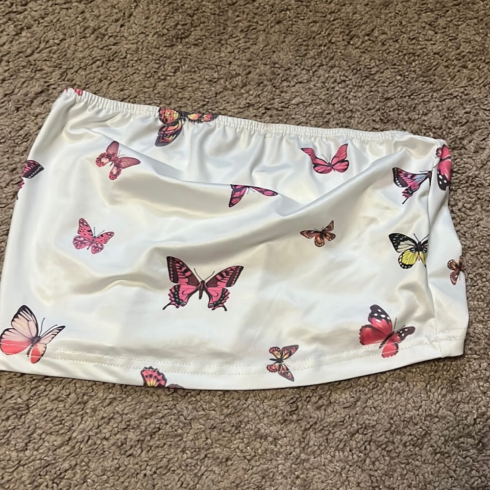 White butterfly tube top. Never worn. From SHEIN.